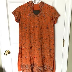 Orange and Multicolor Georgette Indian Dress